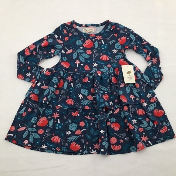 Tucker + Tate Girls Long Sleeve Tiered  Multi Colored Floral Dress Girls Size 2 - Picture 1 of 4